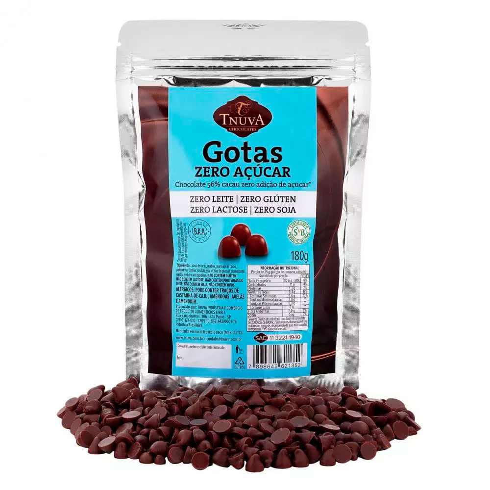 Gotas de Chocolate Zero Açúcar Tnuva 180g