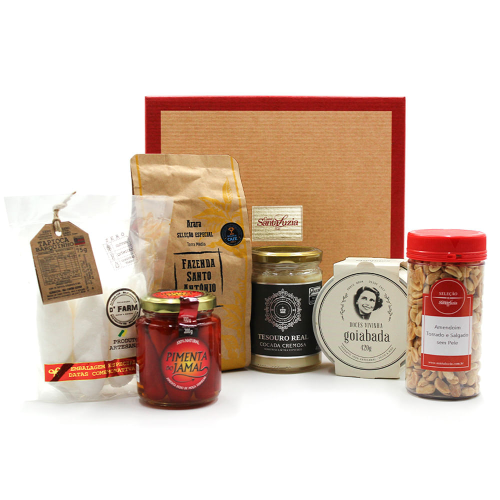 Cesta Presente Brasil Café e Doces - 6 Itens
