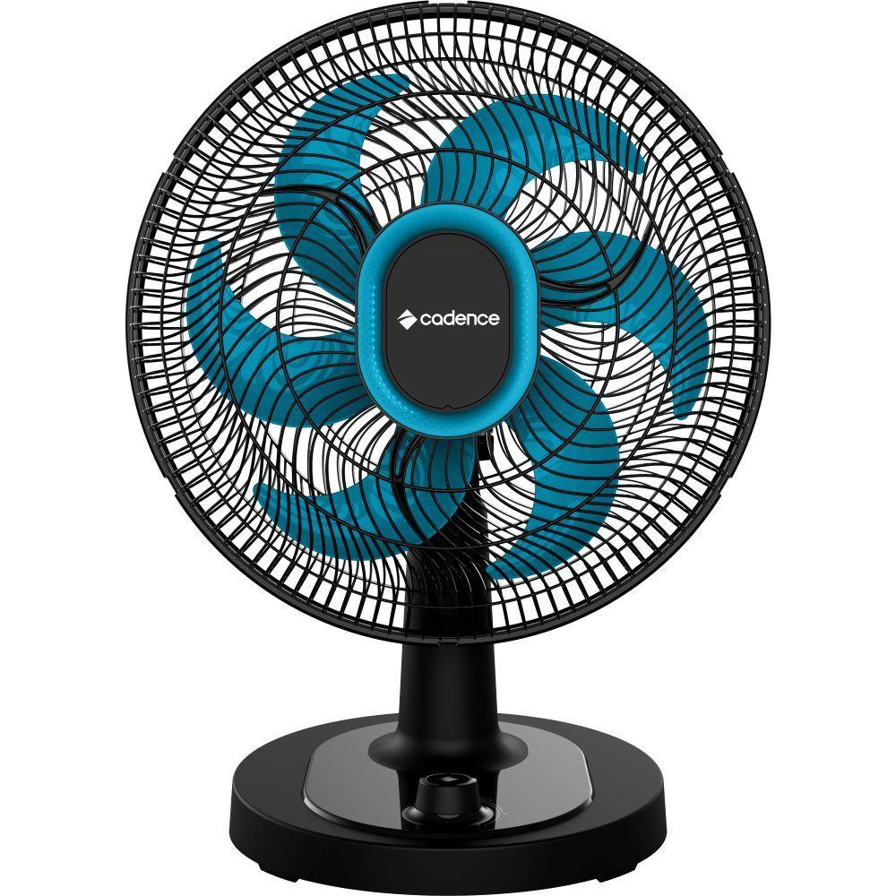 Ventilador de Mesa Cadence Refresh Turbo Pro 6 Pás Preto e Azul VTR420 127V