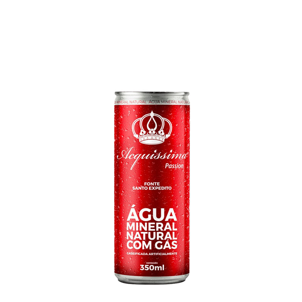 Água Mineral Natural Com Gás Lata Acquíssima 350ml