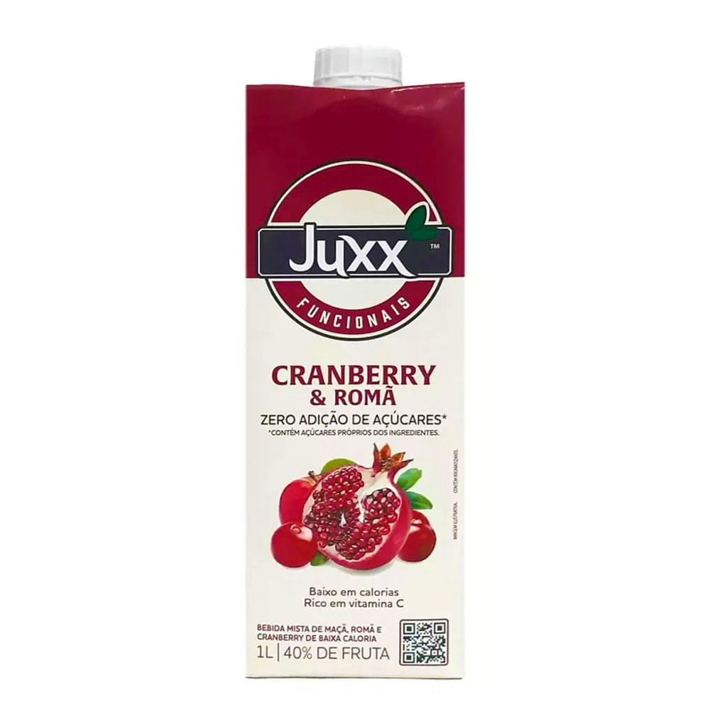 Suco Juxx de Cranberry & Romã - Baixo Teor de Açúcar - 1L