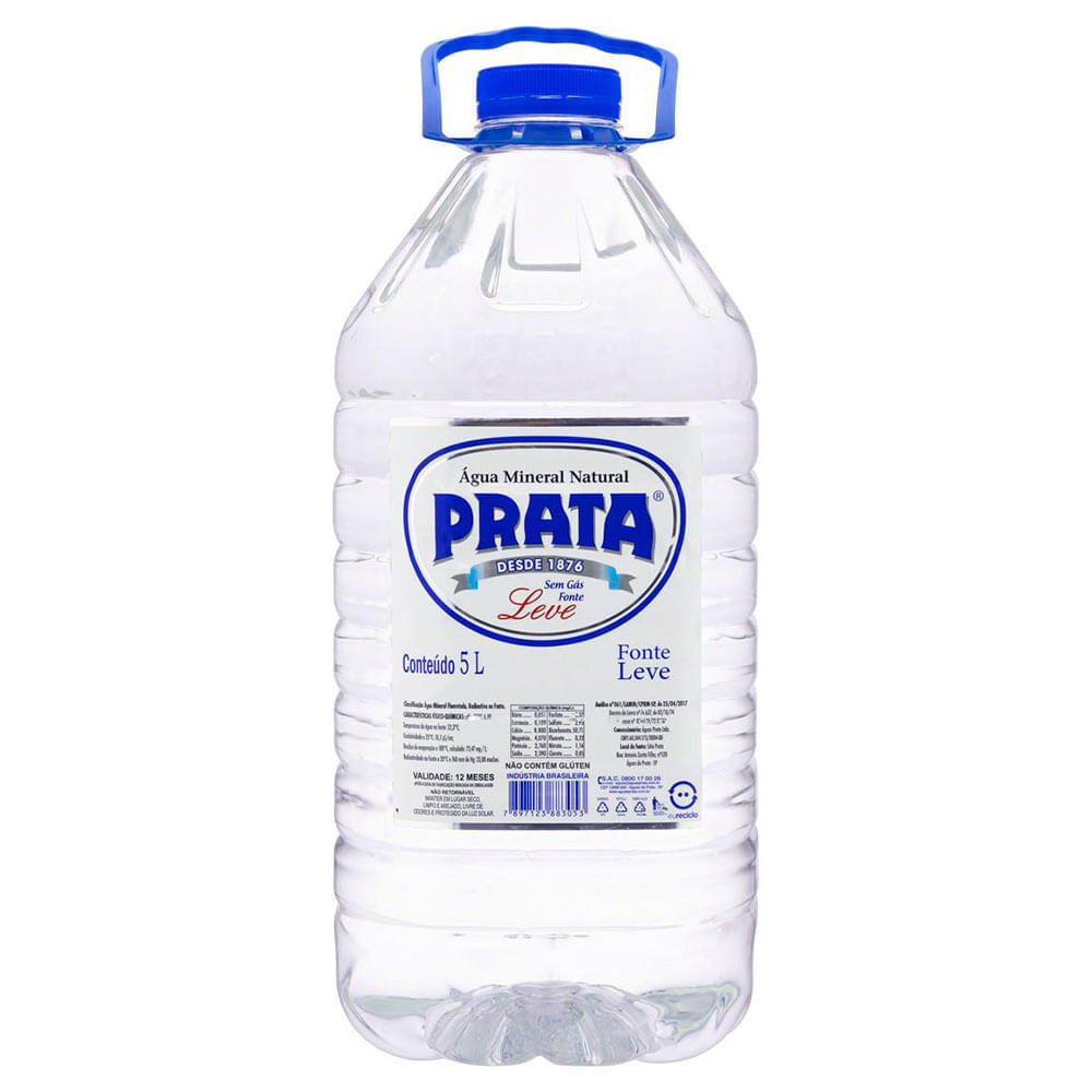 Água Mineral Natural Sem Gás Prata 5L