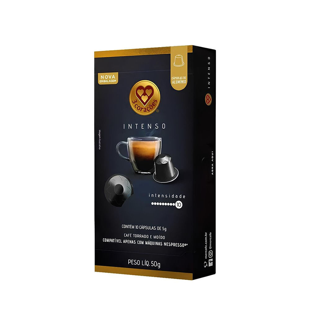 Café 3 Corações Cápsulas Intenso Máximo - 10 x 5g