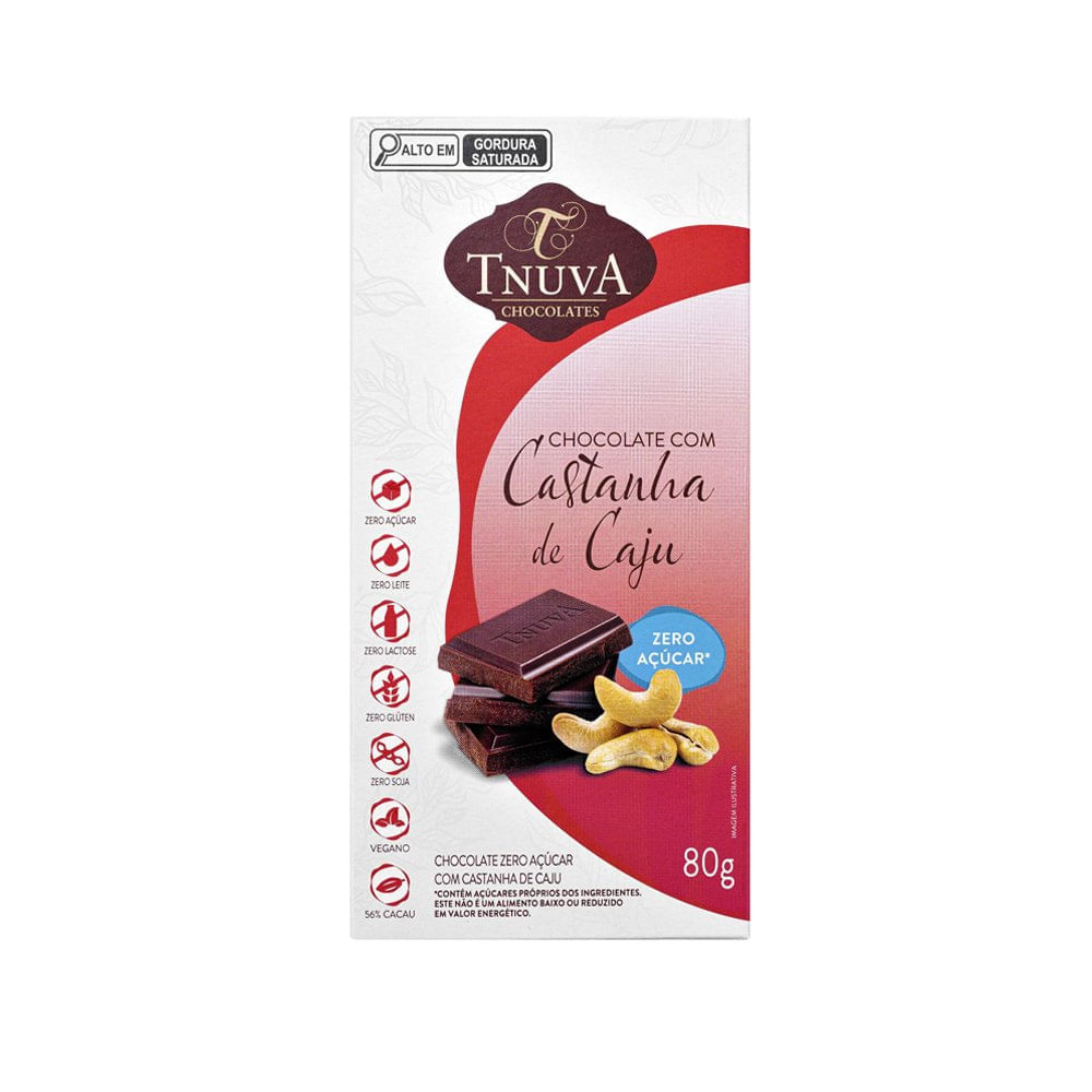 Tablete de Chocolate Vegano Sabor Castanha de Caju Tnuva 80g