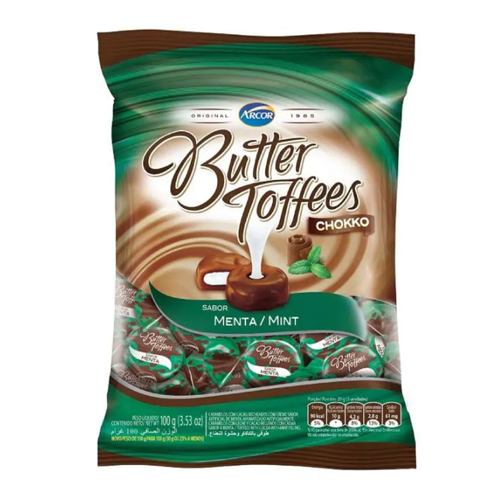 Bala de Caramelo Sabor Menta Arcor 100g