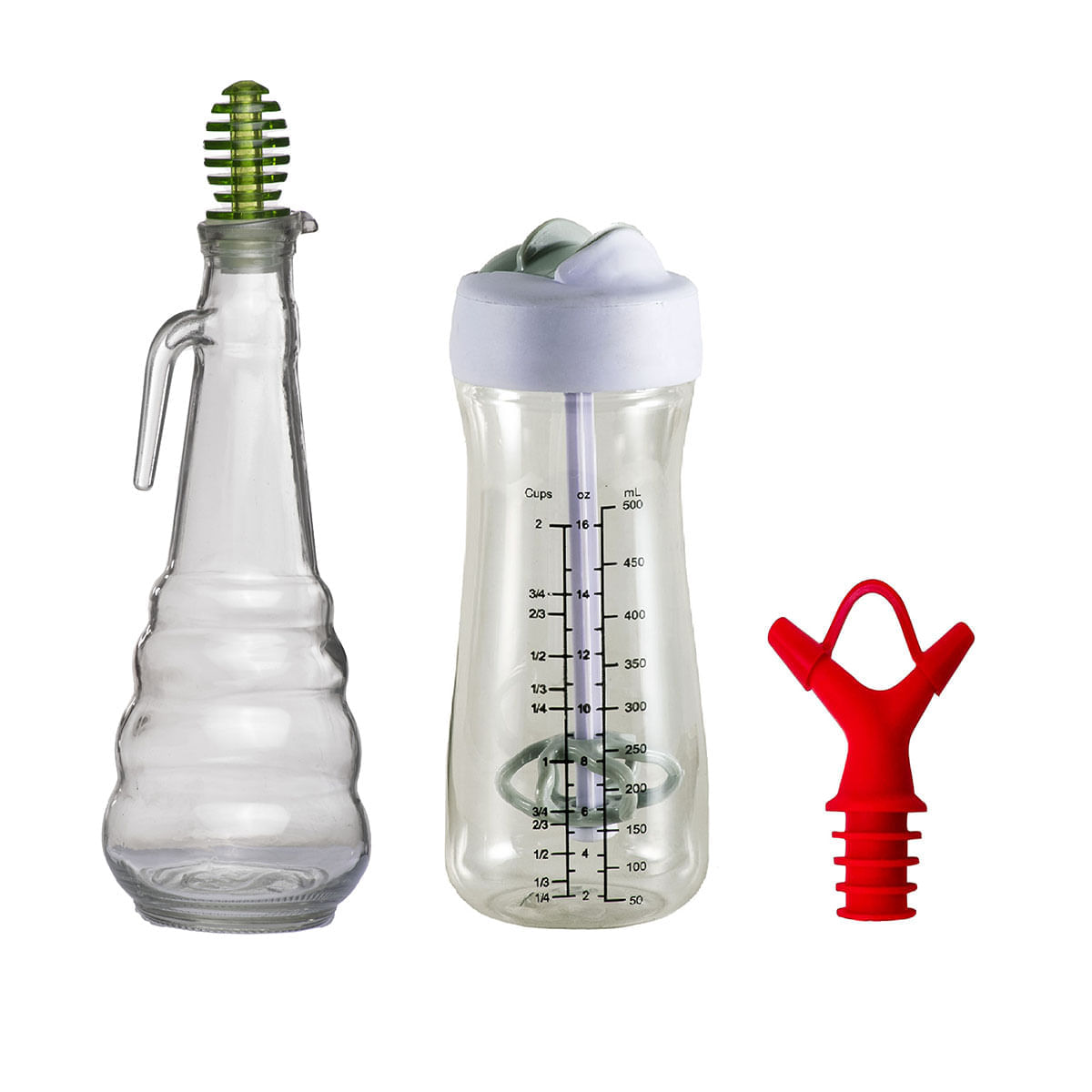 Kit Salada Garrafa para Azeite Tampa Dosadora e Misturador