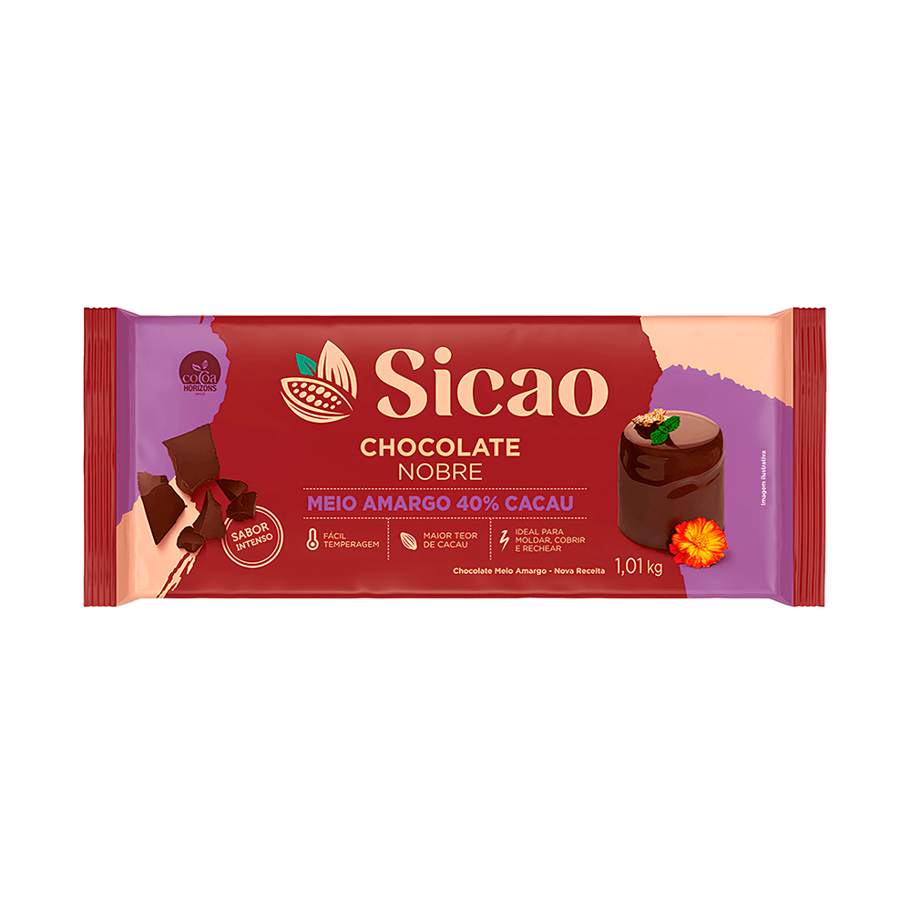 Chocolate Nobre Meio Amargo 40% Cacau Sicao - 1,01kg
