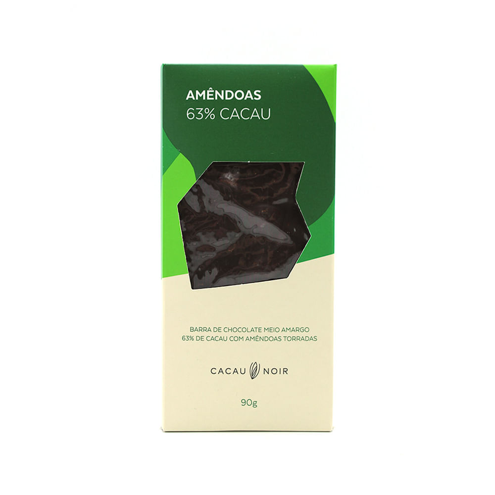 Chocolate Meio Amargo 63% Cacau Com Amêndoas Cacau Noir 90g