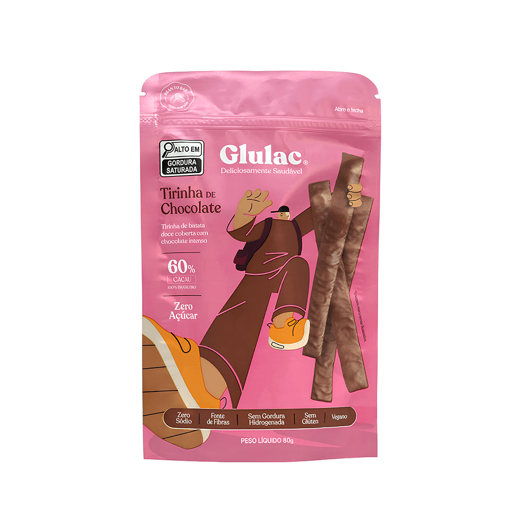 Tirinha de Chocolate 60% Cacau Sem Açúcar Glulac Vegana - 80g