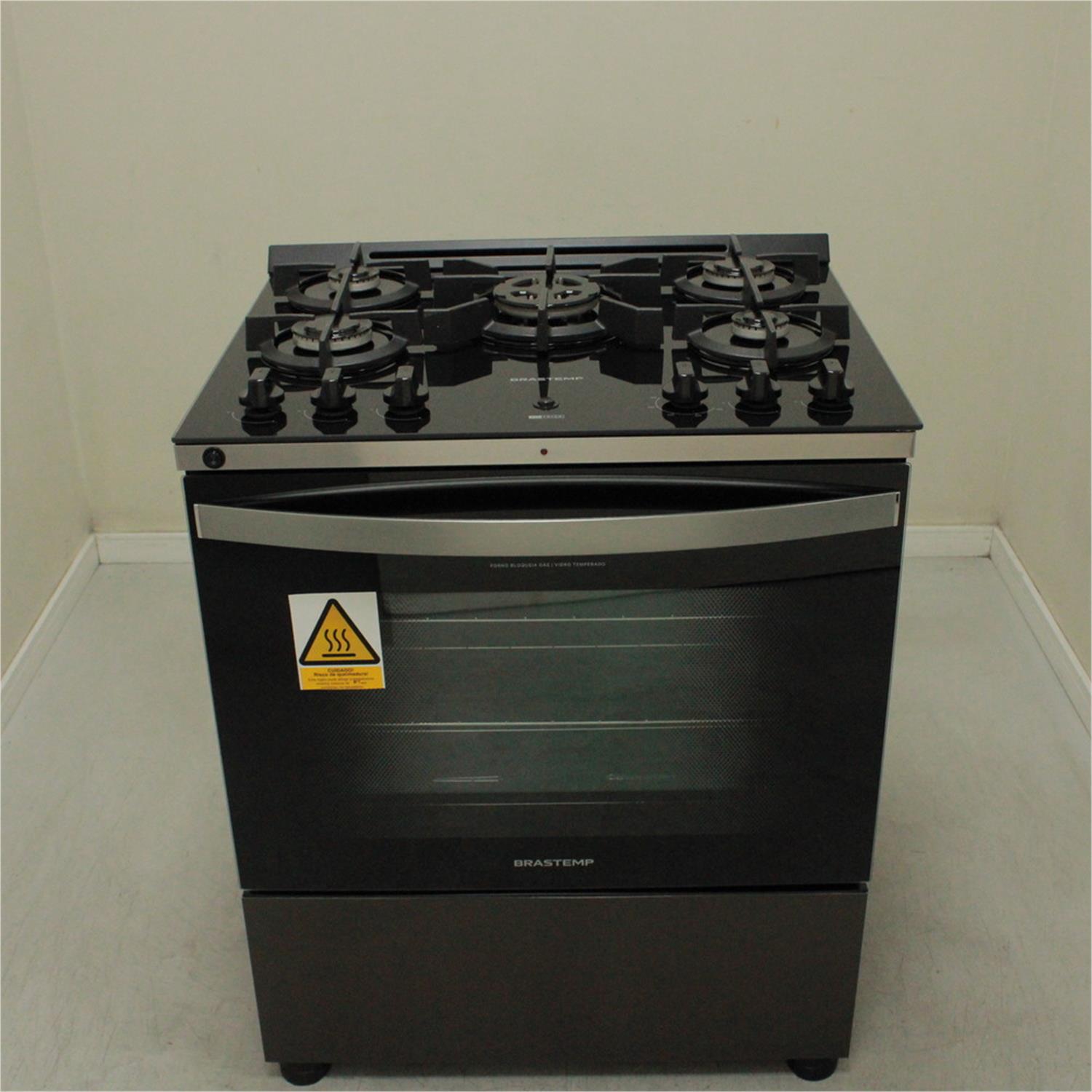 Fogão Brastemp Eclipse Collection 5 Bocas Com Mesa de Vidro, Funcao Air Fryer e Turbo Chama - BFS5LAP