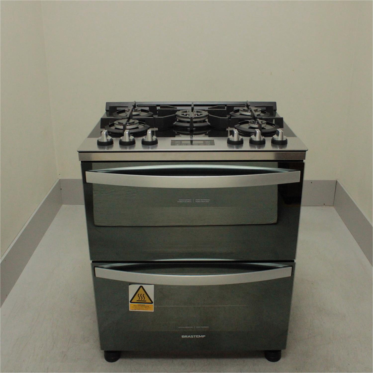 Fogão de Piso Brastemp, 5 Bocas, Forno Duplo, Inox - BFD5VCR