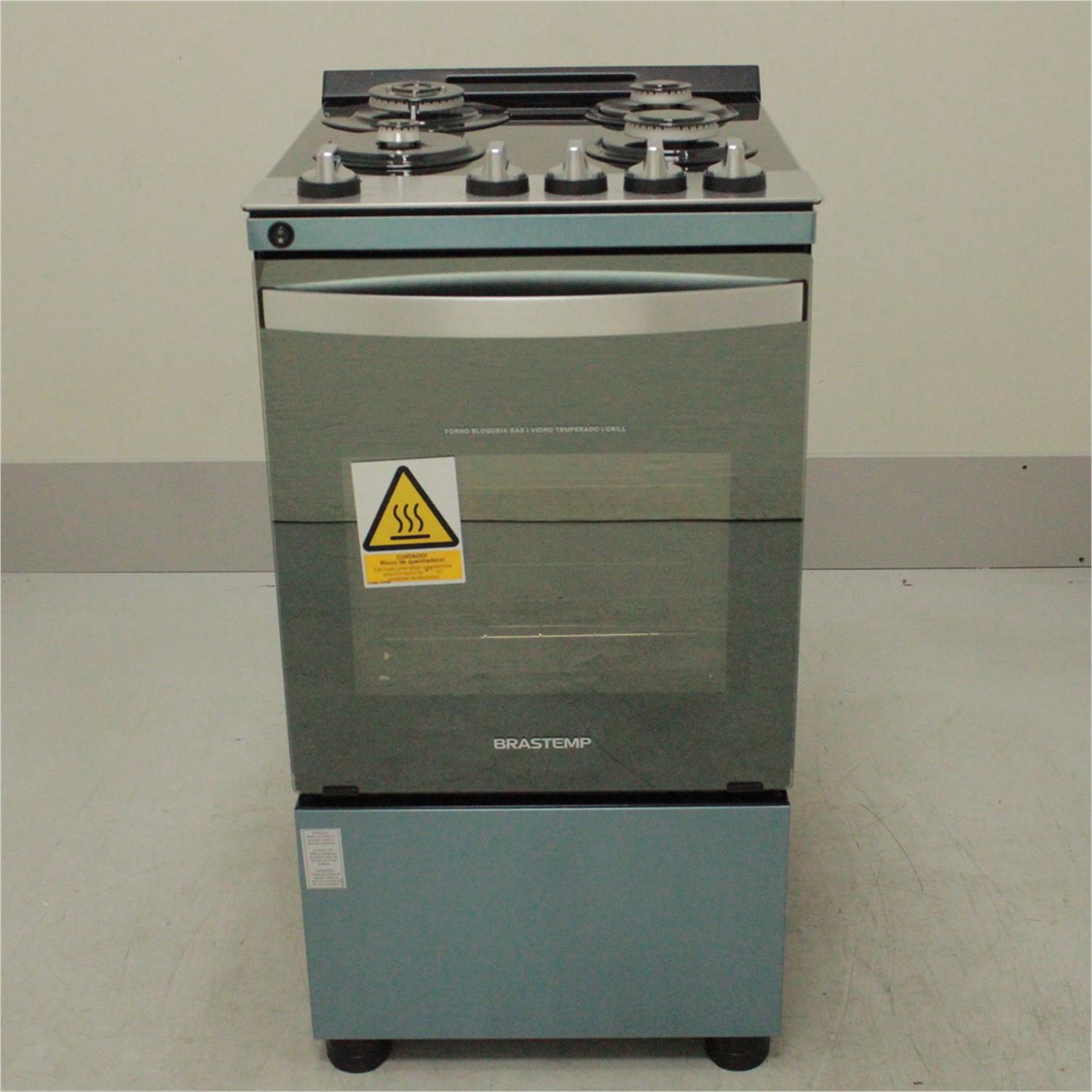 Fogão Brastemp 4 Bocas Inox com mesa de vidro, dupla chama e grill elétrico - BFO4VBR