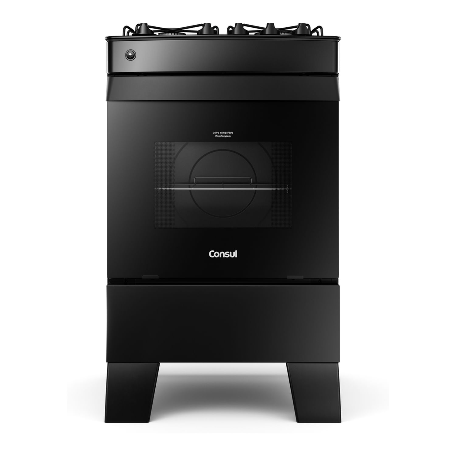 Fogão 4 bocas Preto Consul com mesa de vidro - CFO4VCE