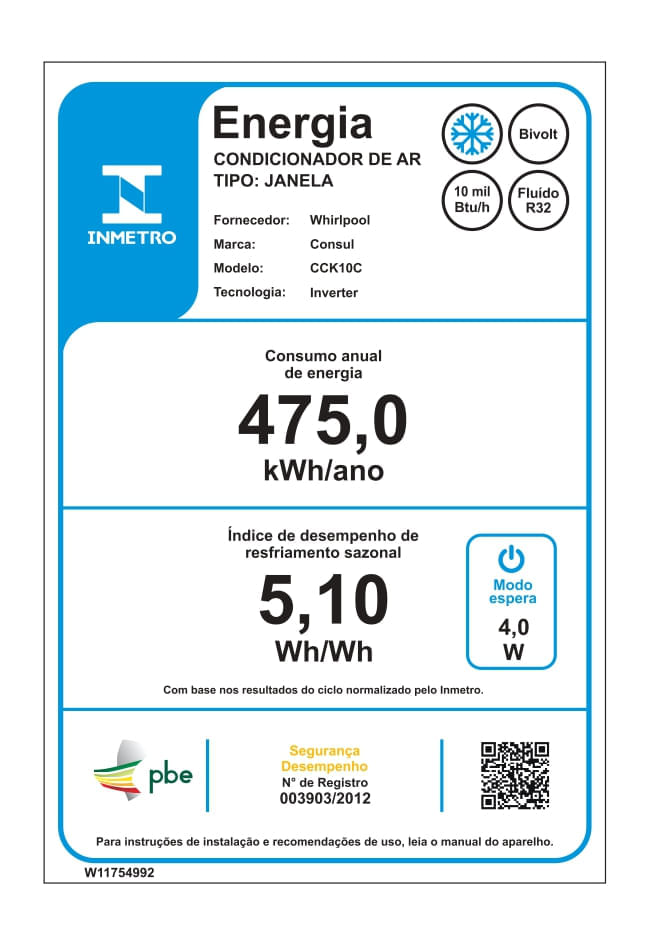 Ar-condicionado Janela 10000 BTUs Consul Inverter Frio com Design Moderno - CCK10CB