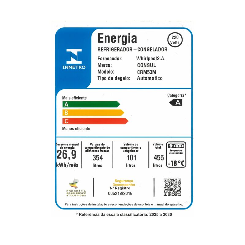 Geladeira Frost Free Duplex Consul 455 Litros Branca Outlet - CRM53MB_OUT-1776363316393