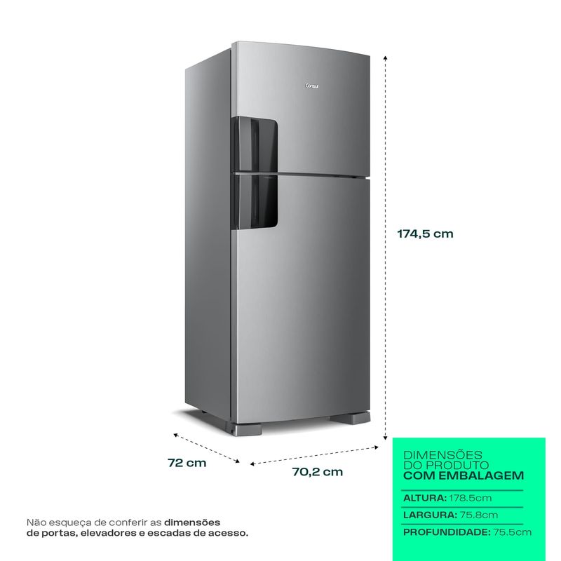 Geladeira Frost Free 412 Litros Inox Consul com Compartimentos Removíveis - CRM50MK-1776438316936