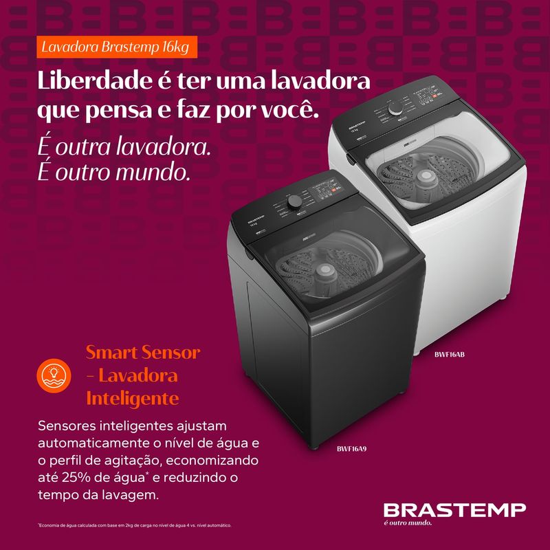 Máquina de Lavar Brastemp 16Kg Cinza Platinum com Ciclo Tira Manchas Advanced e Smart Sensor - BWF16A9-1779910565020
