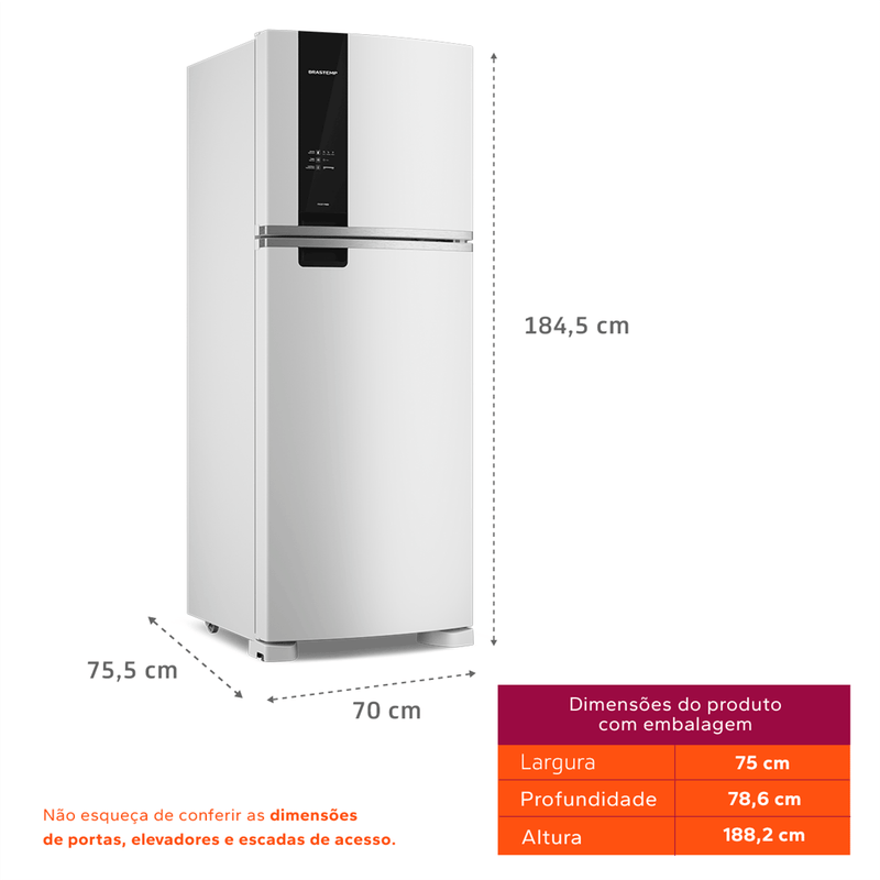Geladeira Brastemp Frost Free Duplex A+++ 463 Litros Cor Branca com Fresh Box e Cold Room - BRM55FB-1784215383718