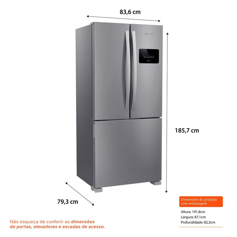 Combo Geladeira French Door 3 Portas 559L Cor Inox + Batedeira KitchenAid Artisan Cor Black Matte (BRO85MK + KEA30CP) - B8MK_KE3P_CJ -1786636192966