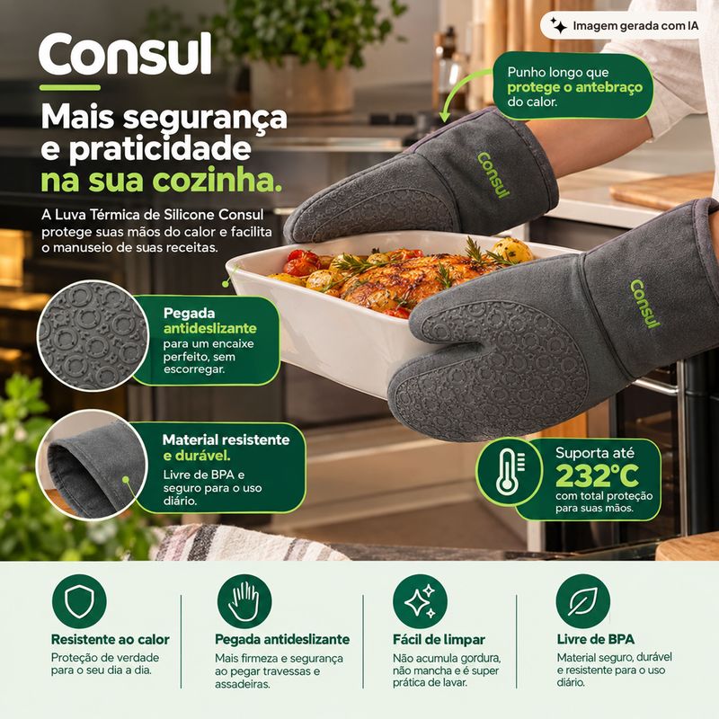 Luva Térmica de Silicone Cinza Consul - 600000000-1792520105696