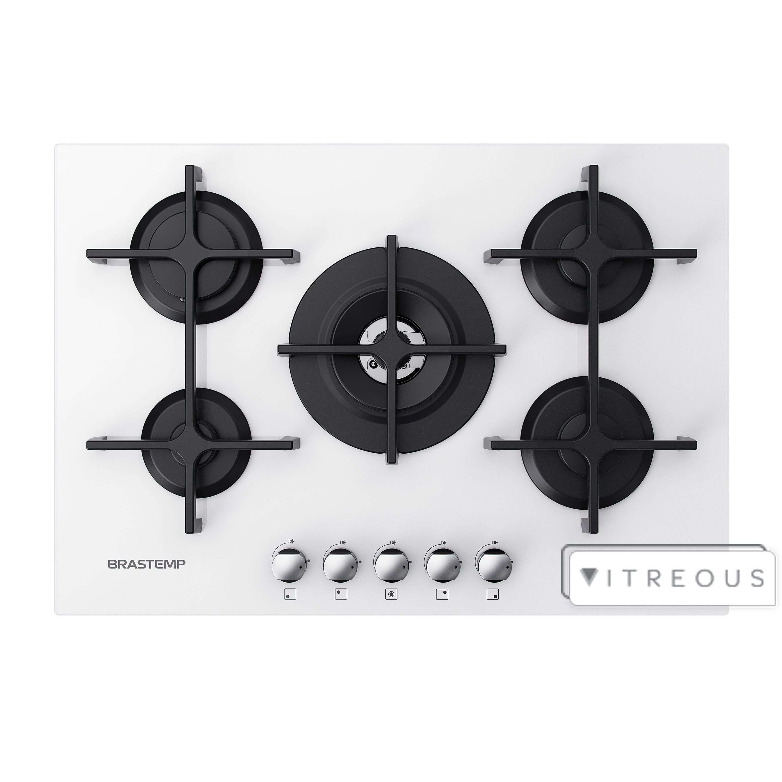 Cooktop 5 bocas Brastemp Branco com dupla chama Compra Certa