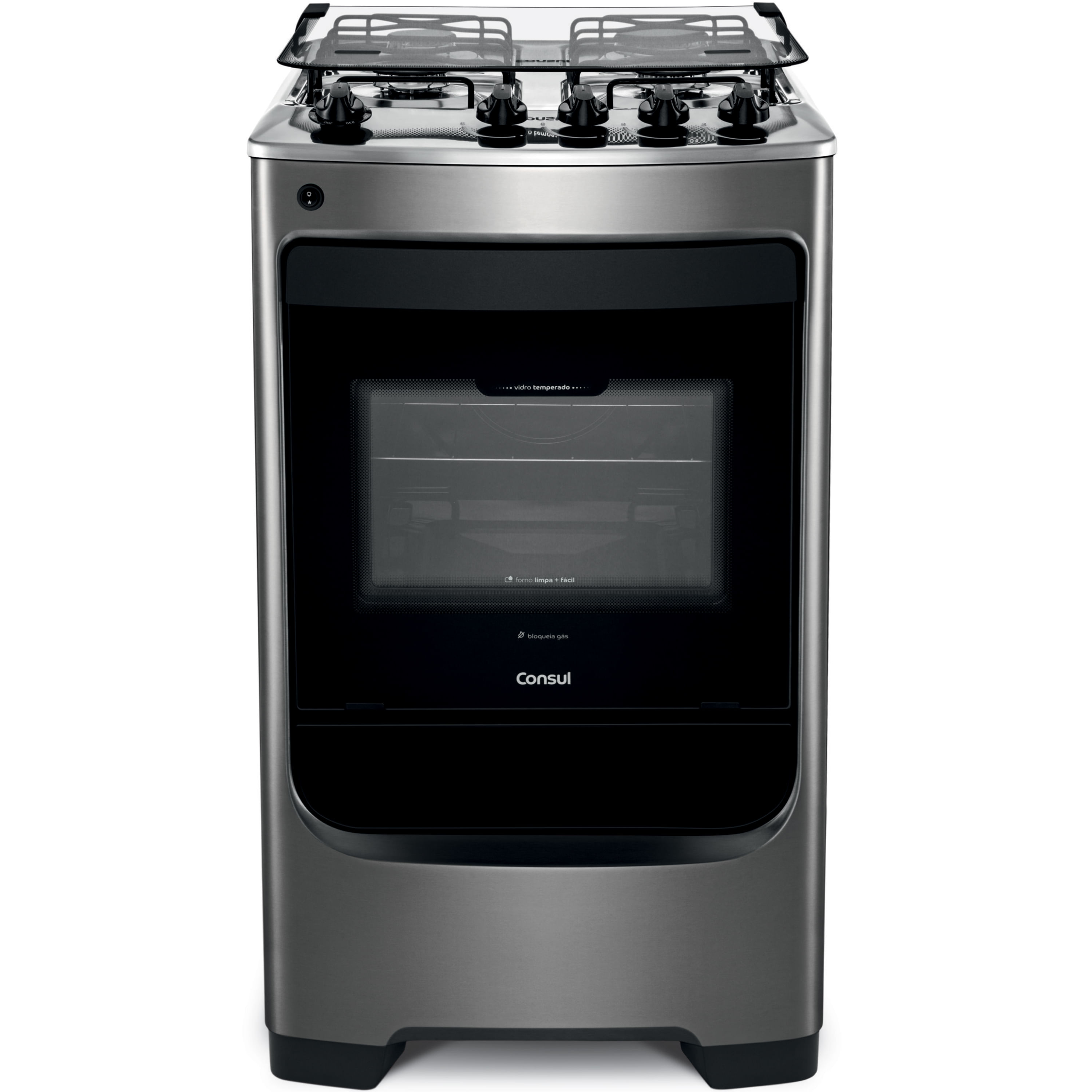 Fogão Consul 4 bocas cor Inox com acendimento automático - CFO4NAR Menor preço em Fogão Consul 4 bocas cor Inox com acendimento automático - CFO4NAR