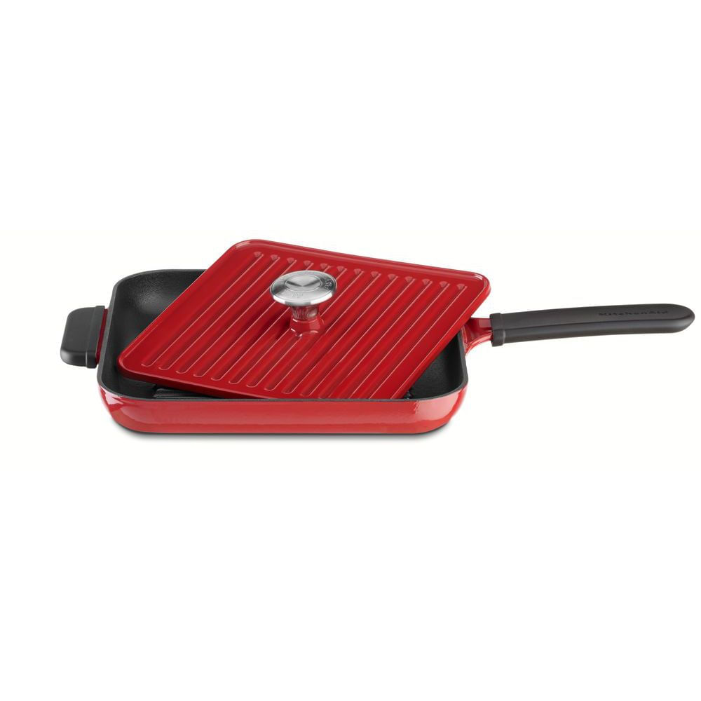 Frigideira de Ferro Fundido KitchenAid 25cm com Prensa Panini Empire Red