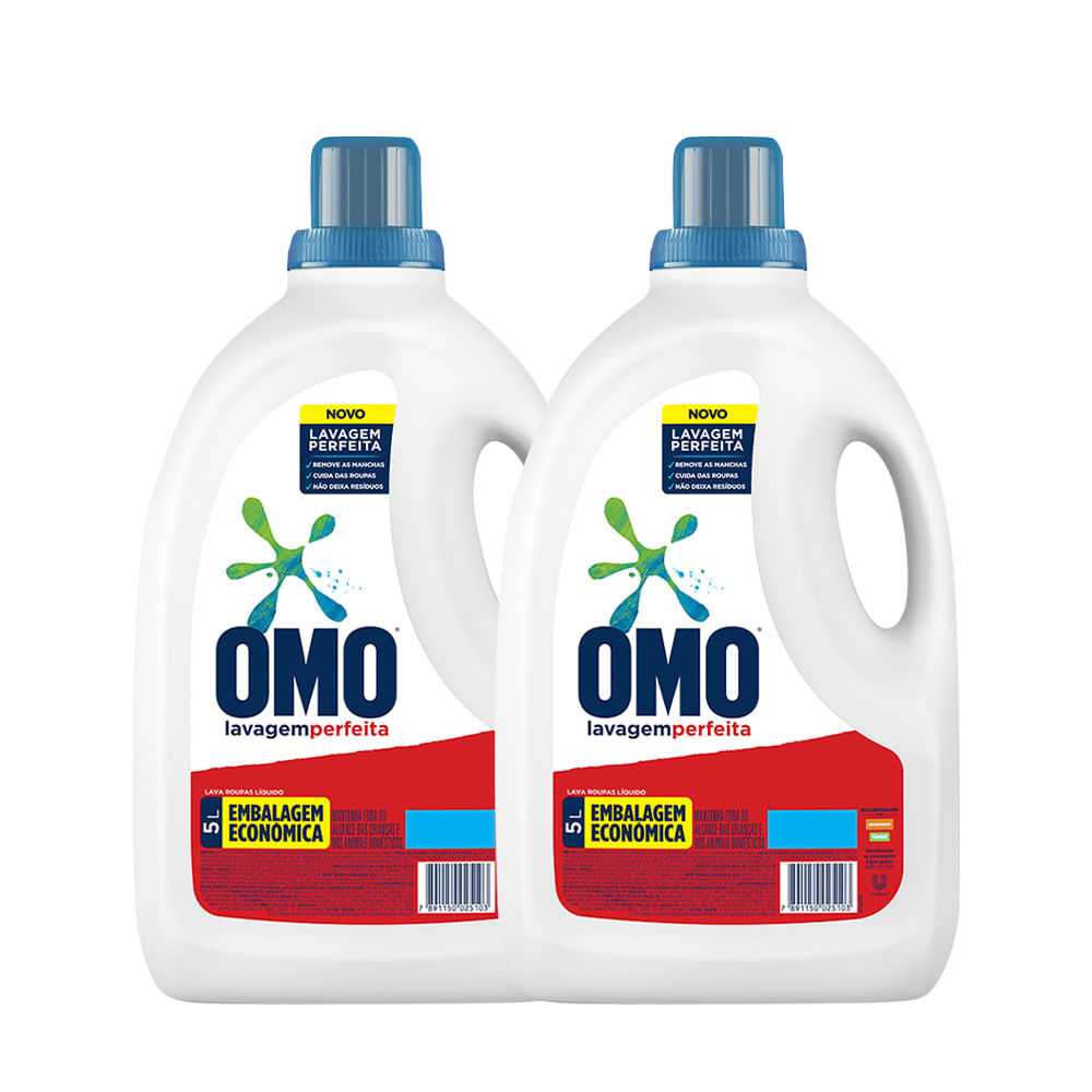 Kit com 2 uni do Sabão Líquido Omo Lavagem Perfeita 5L Menor preço em Kit com 2 uni do Sabão Líquido Omo Lavagem Perfeita 5L