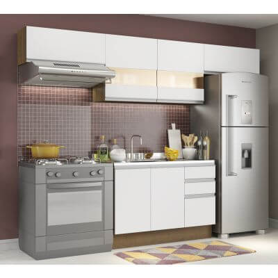 Cozinha Compacta Madesa Marina Rustic/Branco