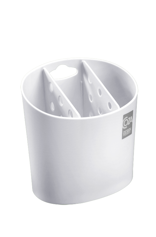 Escorredor de talheres oval Basic 13,8 x 10,5 x 14,4 cm Branco Coza