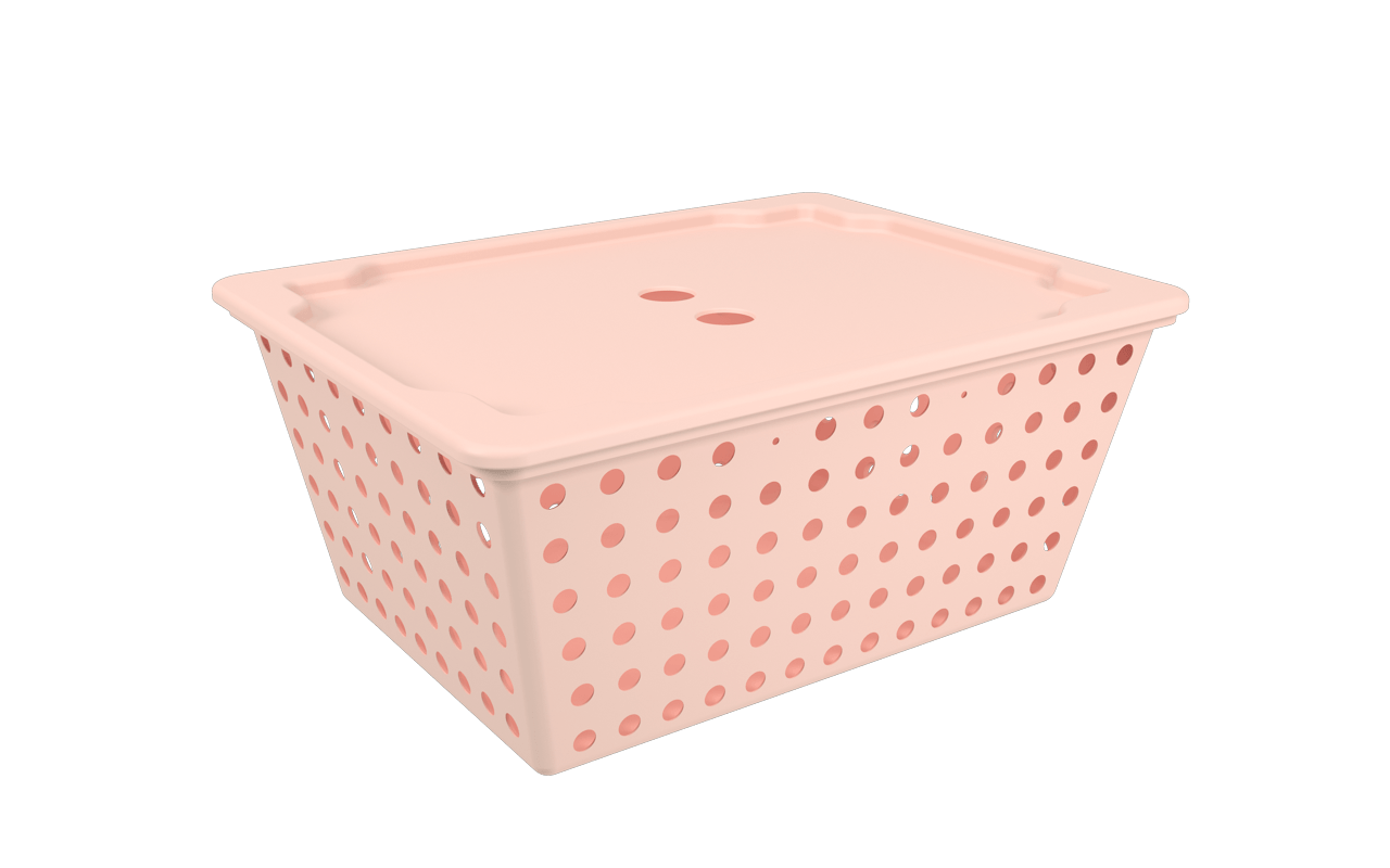 Cesta One maxi com tampa 39 x 30 x 16,8 cm Rosa Blush Coza