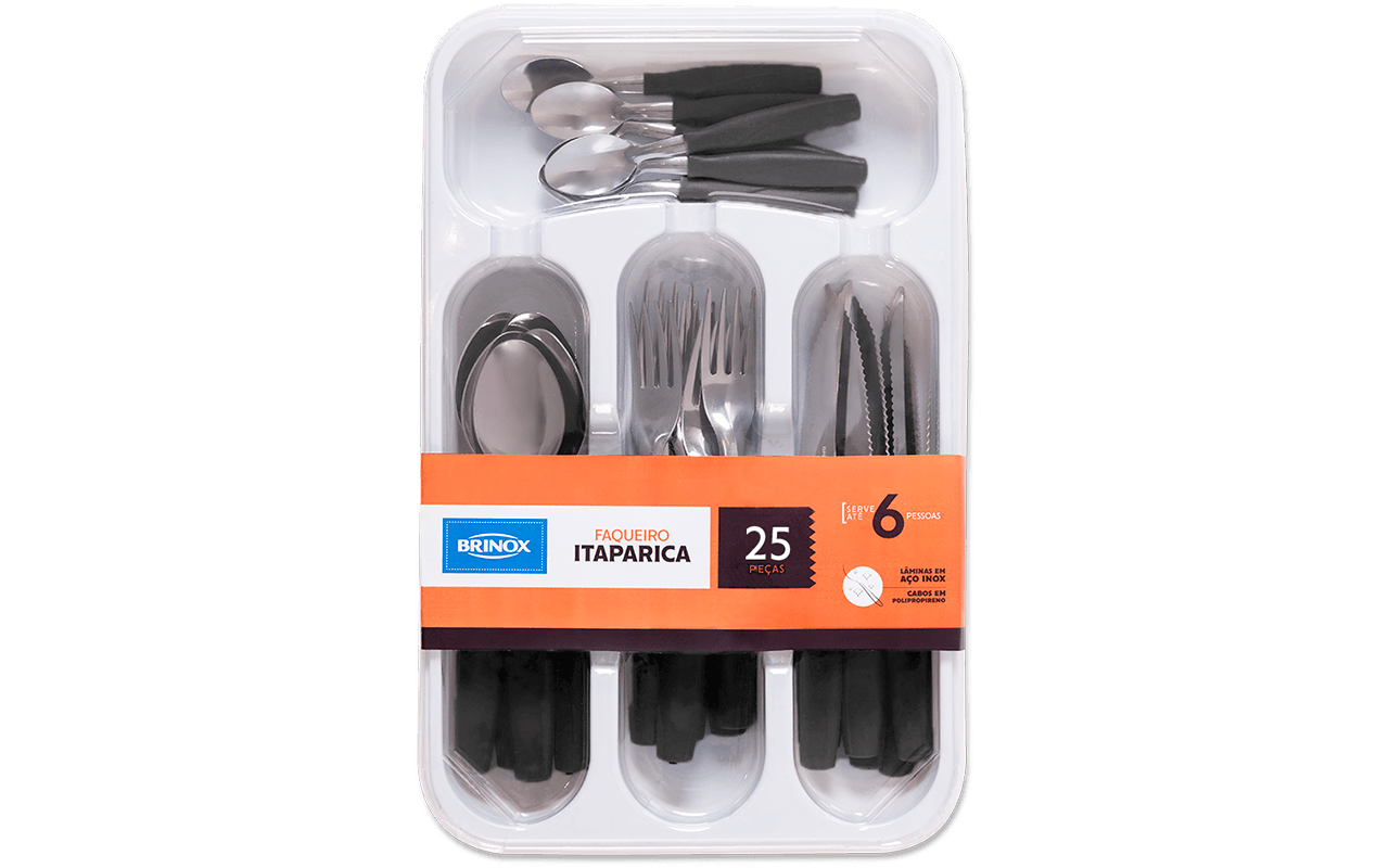 Faqueiro Itaparica 25 peças Preto Brinox