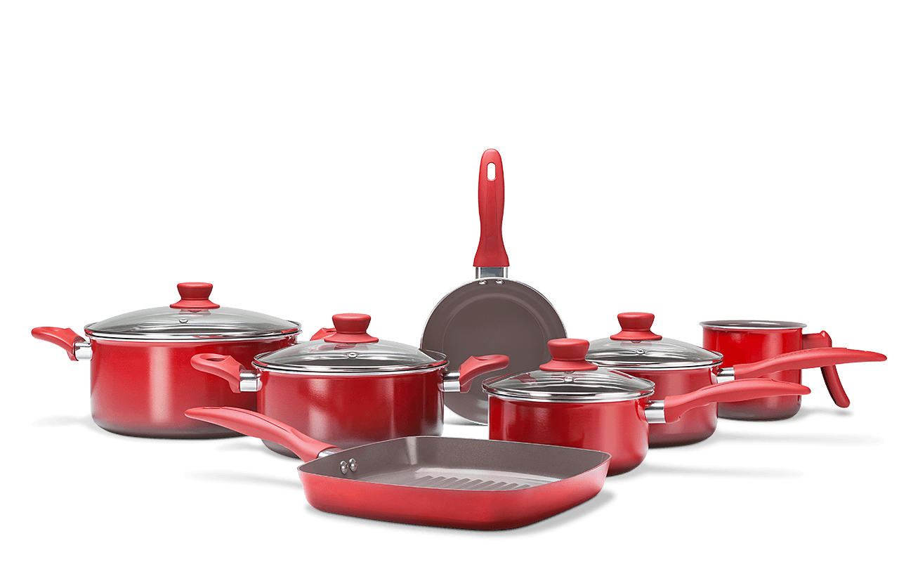 Jogo de Panelas Antiaderente Ceramic Life Easy 7 Peças - Vermelho Brinox