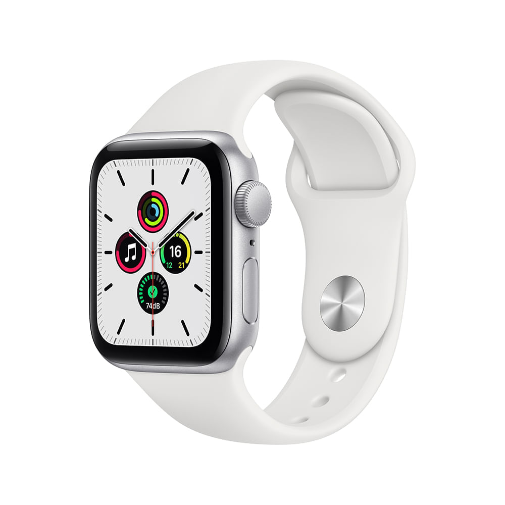 Apple Watch SE (GPS) 40mm caixa prateada de alumínio com pulseira esportiva branca Menor preço em Apple Watch SE (GPS) 40mm caixa prateada de alumínio com pulseira esportiva branca