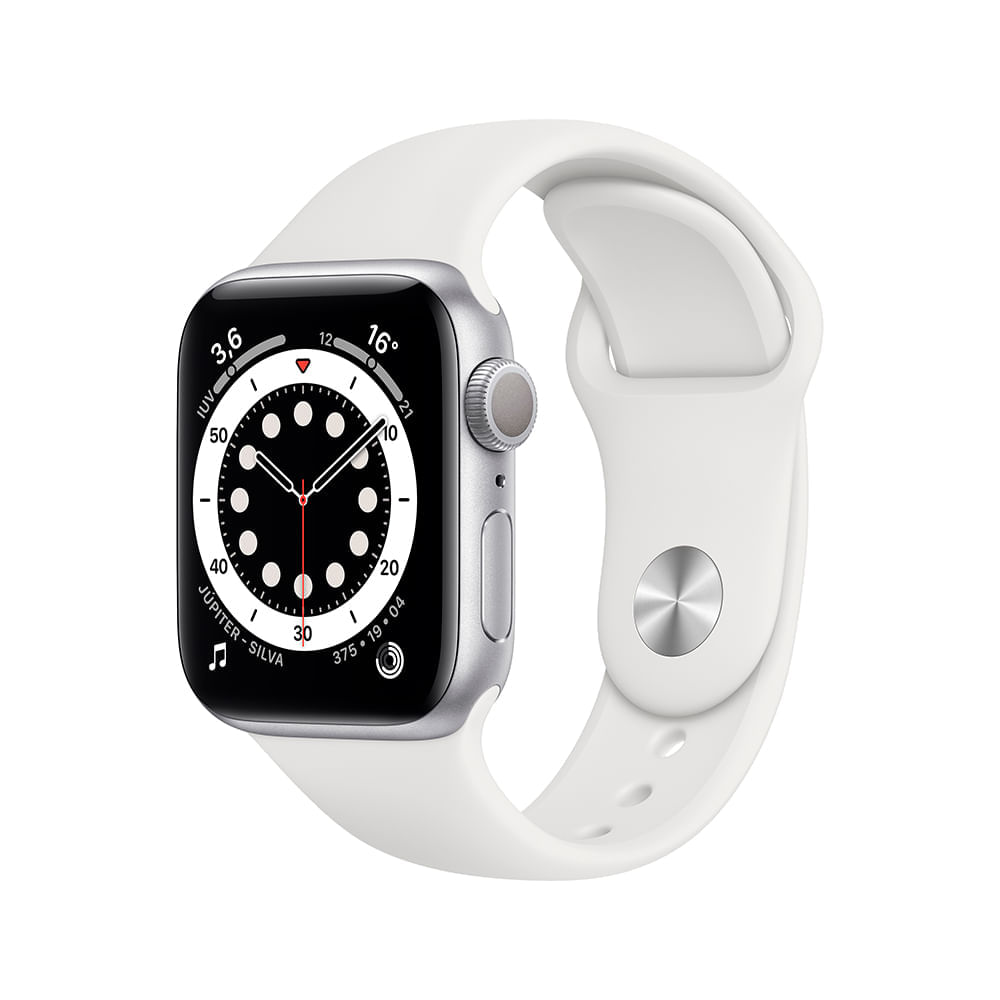 Apple Watch Series 6 (GPS) 40mm caixa prateada de alumínio com pulseira esportiva branca Menor preço em Apple Watch Series 6 (GPS) 40mm caixa prateada de alumínio com pulseira esportiva branca