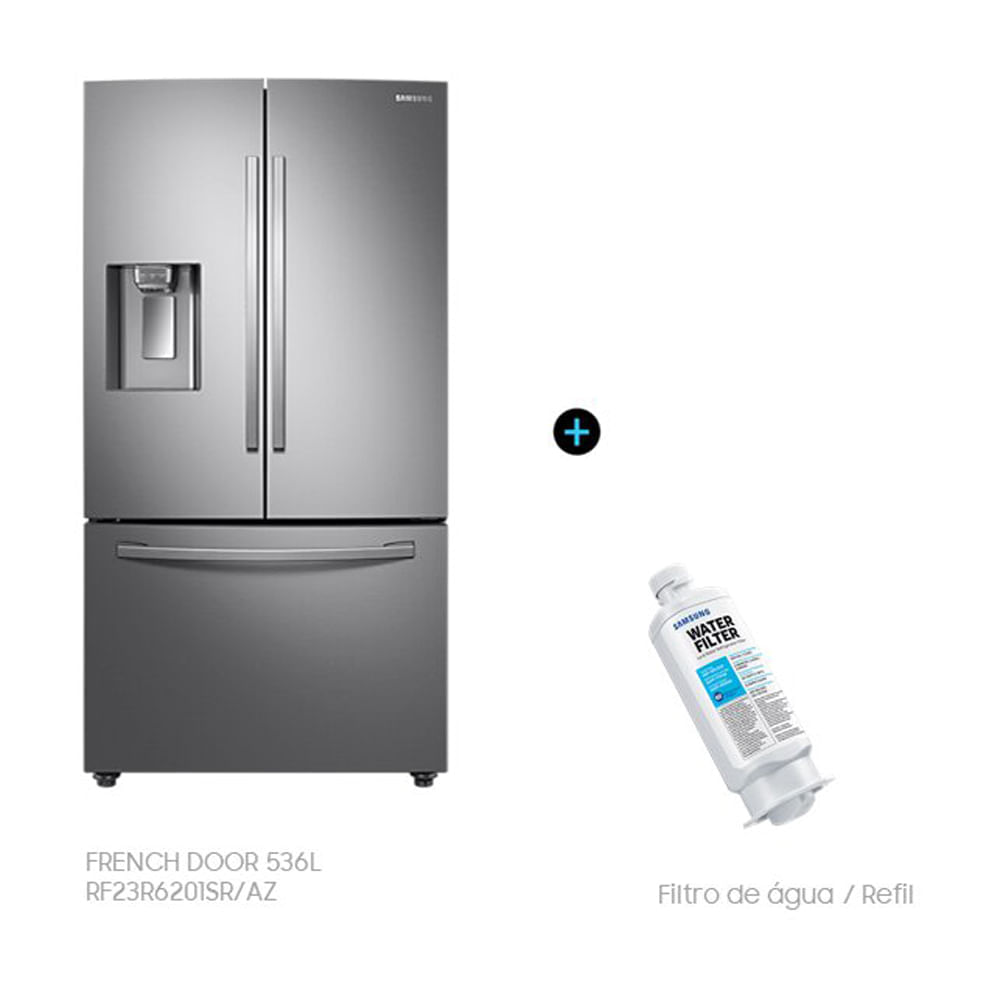 Geladeira Inverter Frost Free French Door 536L Inox Look () + Refil Filtro Àgua