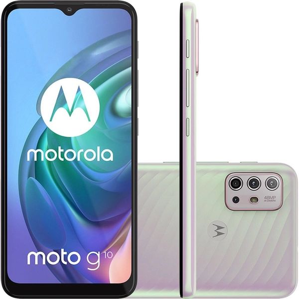Smartphone Motorola Moto G10 64GB 4GB Ram Tela de 6.5” Câmera Traseira Quádrupla – Branco Floral