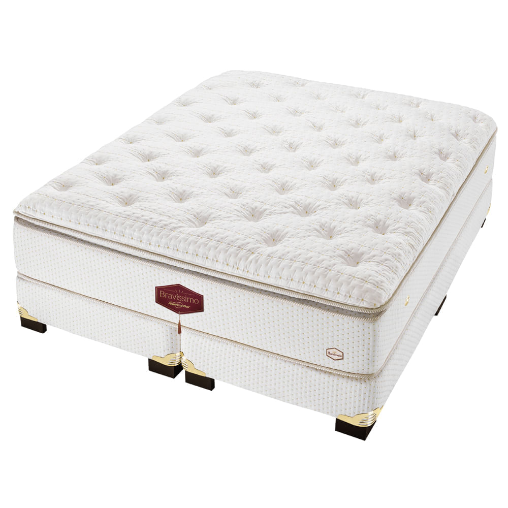 Cama Box King - Colchão Crown - Mola Ensacada - PillowTop - 193x203x67cm