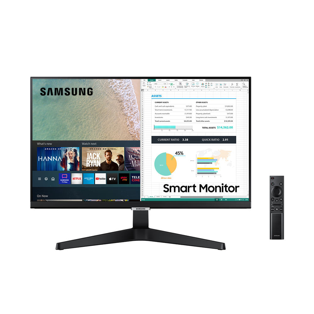 Smart Monitor FHD Samsung 24'', Plataforma Tizen, Tap View, HDMI, Bluetooth, HDR, Preto, Série M5