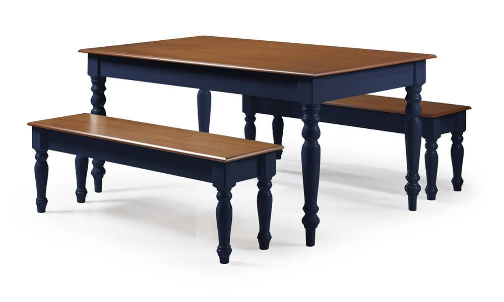 Conjunto Henriquez Mesa de Jantar Azul + 2 Bancos 180cm - 59838
