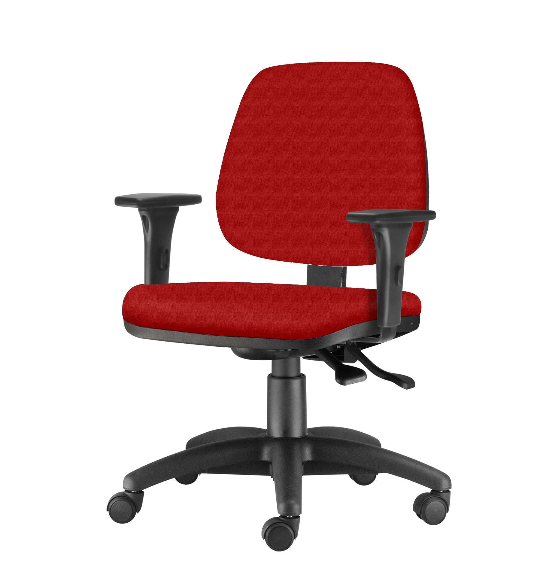 Cadeira Job com Bracos Assento Courino Vermelho Base Nylon Arcada - 54612