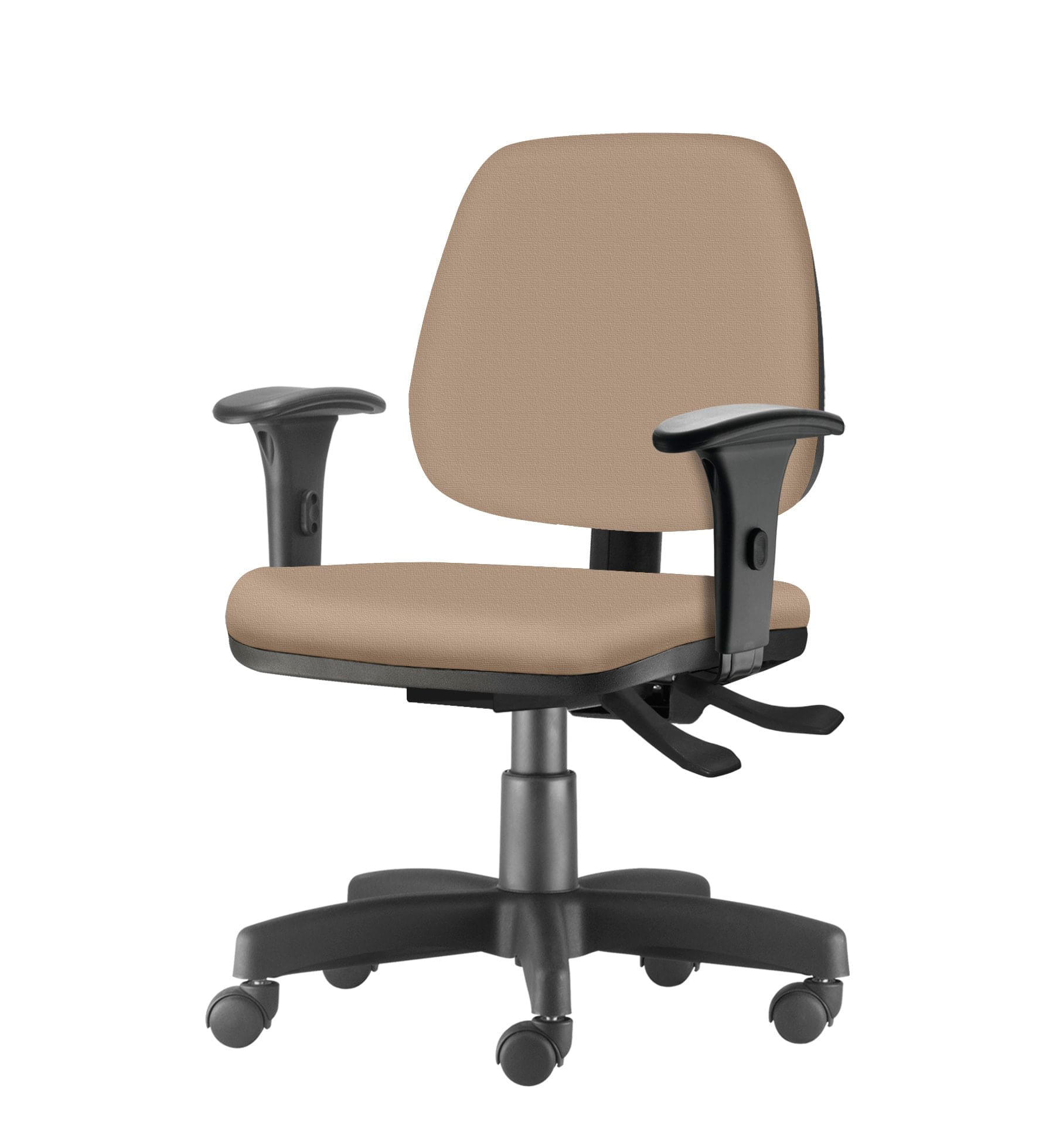 Cadeira Job com Bracos Assento Crepe Bege Base Rodizio Metalico Preto - 54600