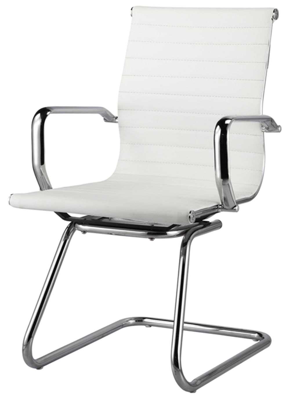Cadeira Sevilha Eames Fixa Cromada PU Branco - 38229