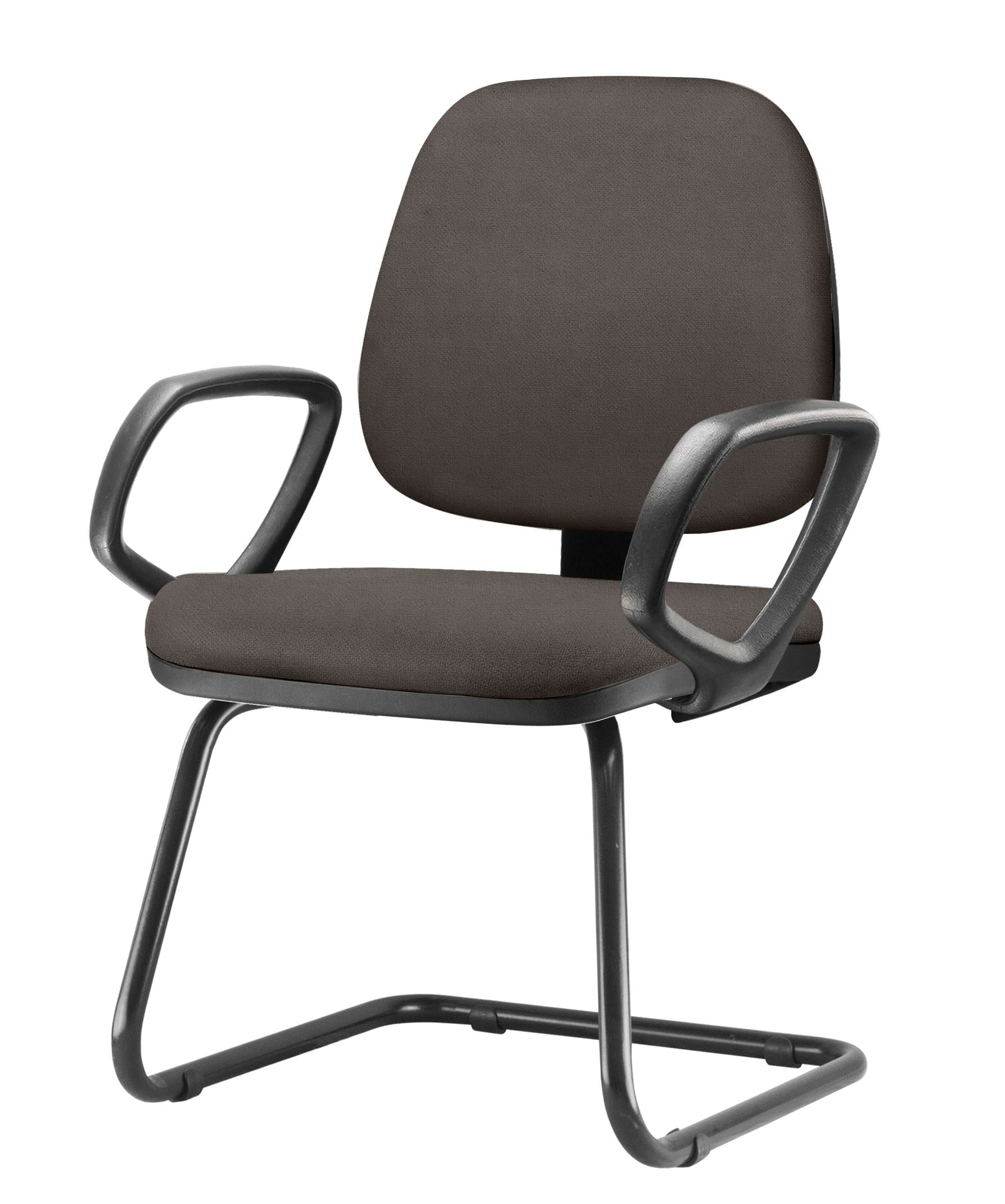 Cadeira Job Com Bracos Fixos Assento Crepe Cinza Escuro Base Fixa Preta - 54547