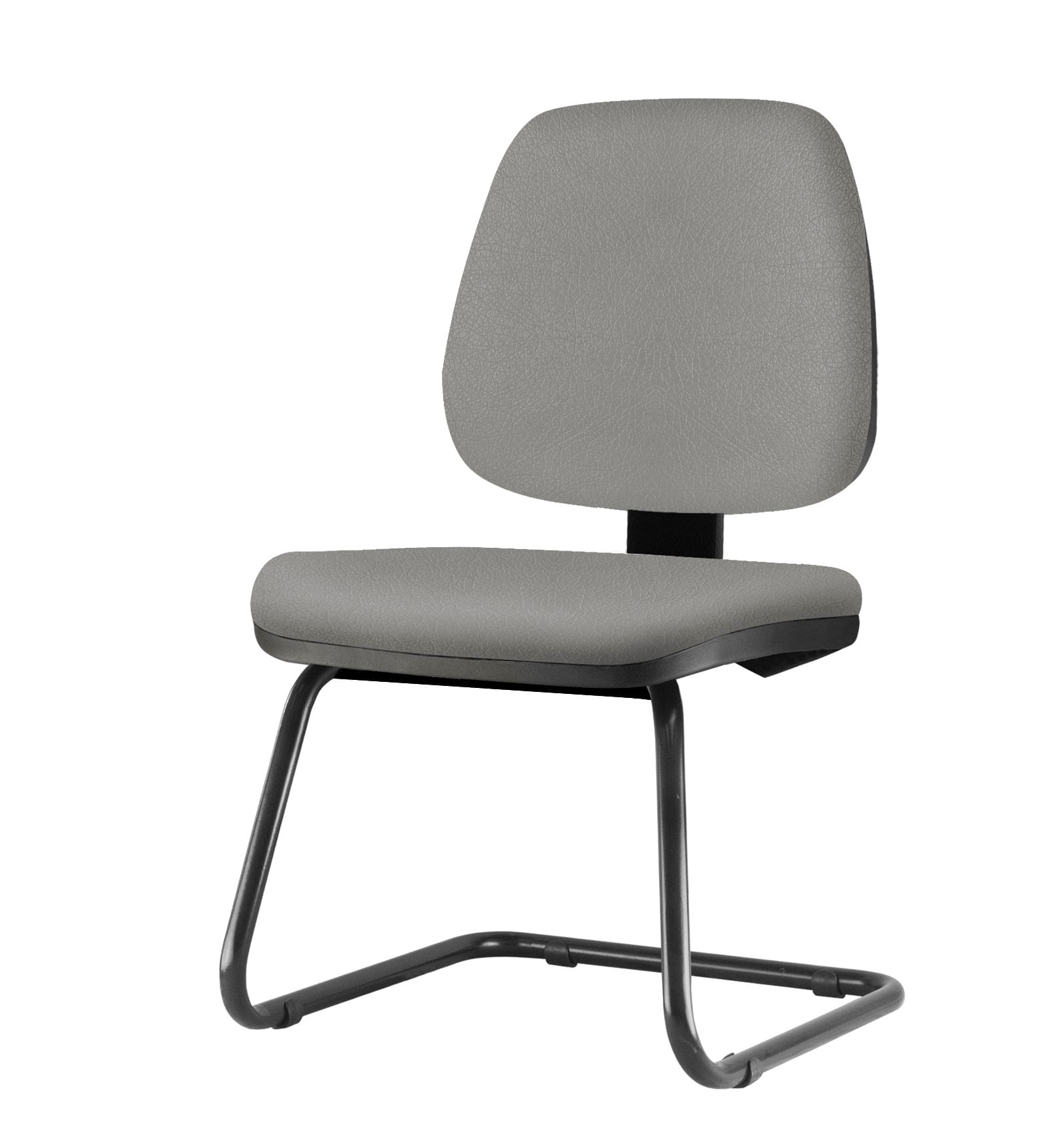 Cadeira Job Assento Courino Cinza Claro Base Fixa Preta - 54559