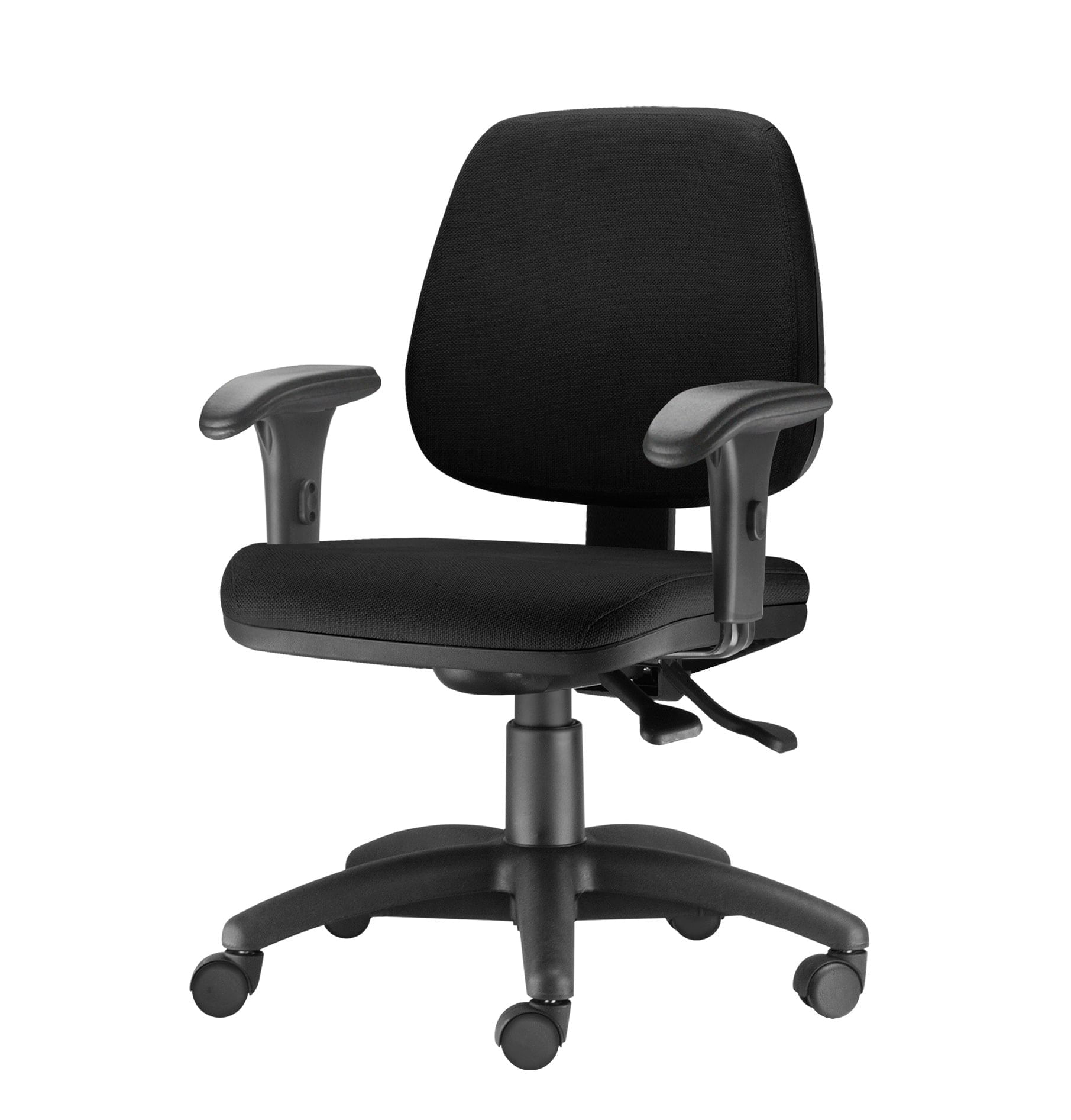 Cadeira Job com Bracos Curvados Assento Crepe Base Rodizio Metalico Preto - 54580