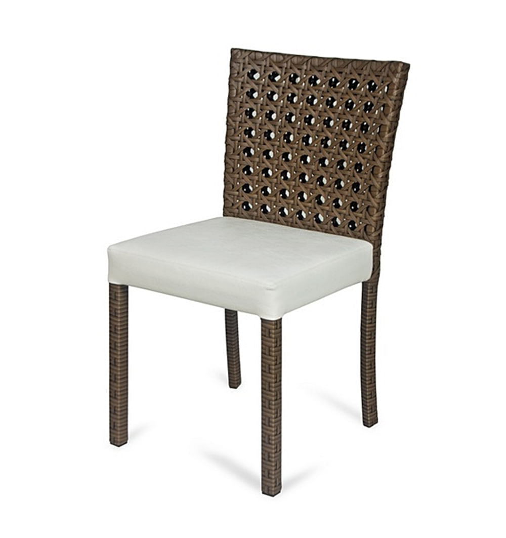 Cadeira Fontana Revestida em Fibra Sintetica e Assento cor Branco com Base Aluminio - 44540
