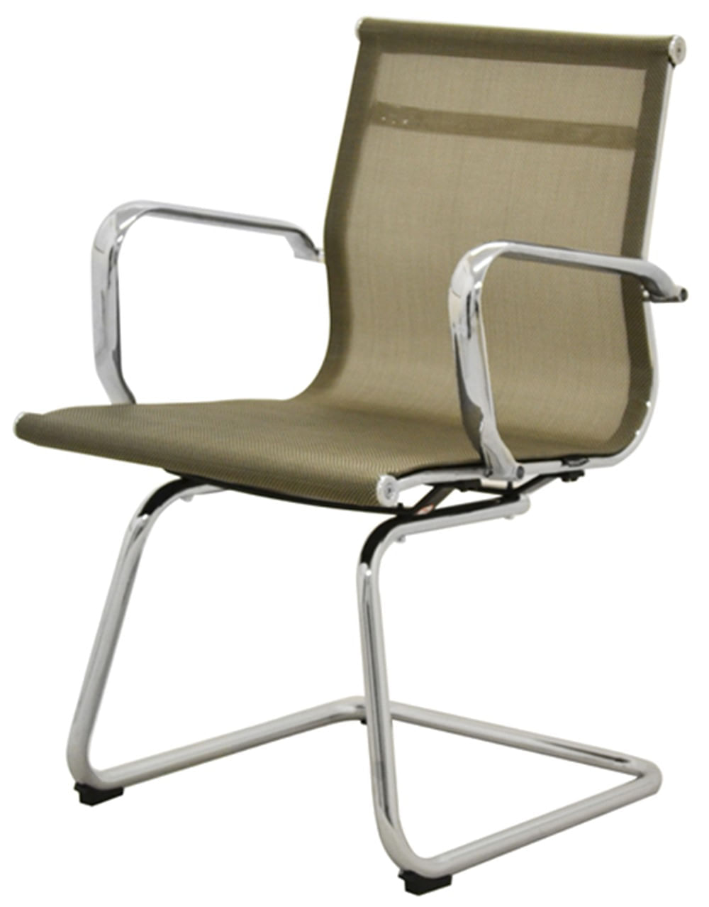 Cadeira Sevilha Eames Fixa Cromada Tela Dourada - 38072