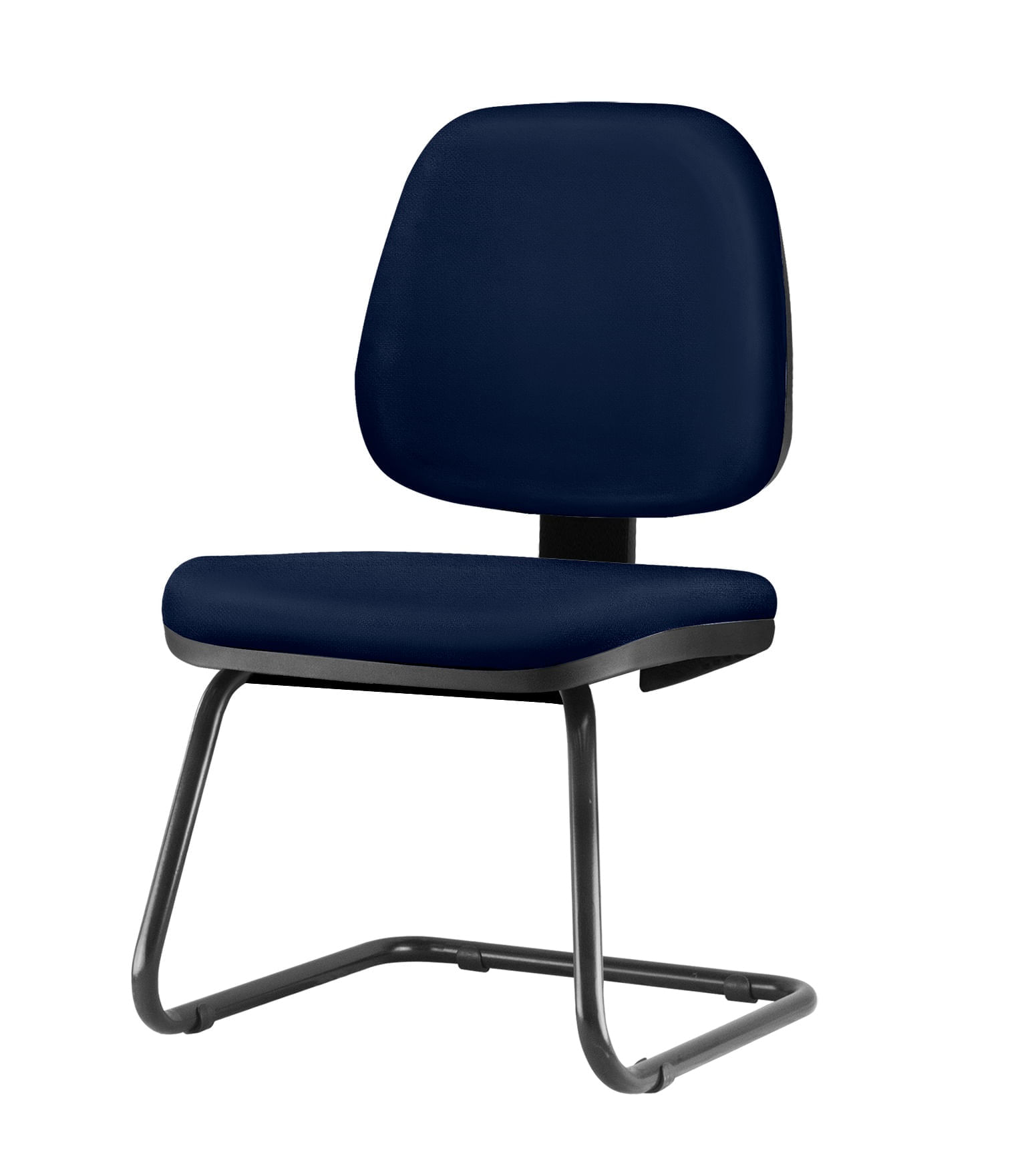 Cadeira Job Assento Crepe Azul Escuro Base Fixa Preta - 54566