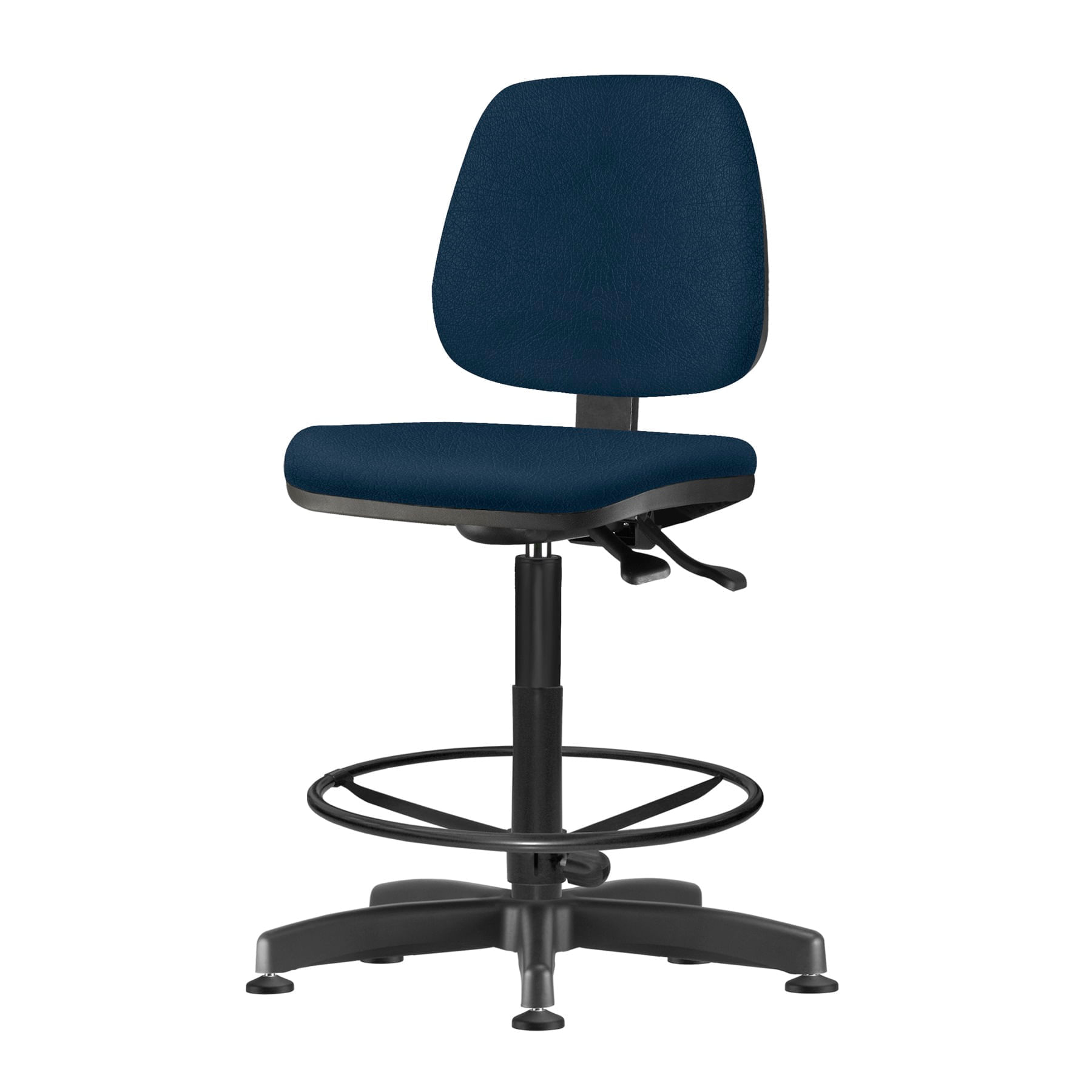 Cadeira Job Assento Courino Azul Base Caixa Metalica Preta - 54542
